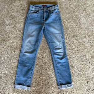 7 for all mankind high waist ankle skinny light wash distressed jeans sz 26